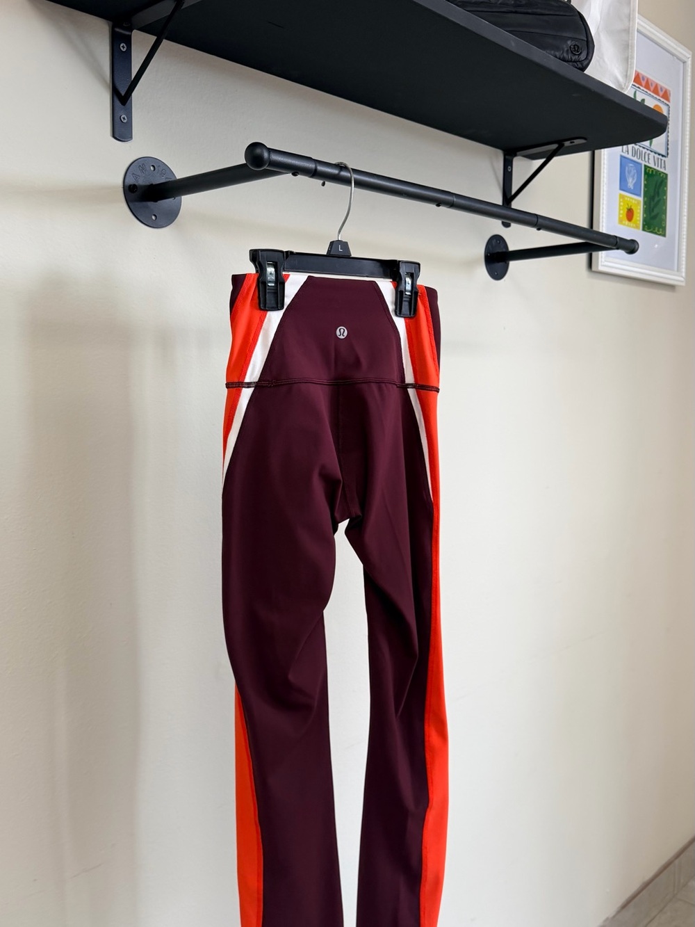 lululemon athletica Kids Burgundy, Orange & White Colorblock Leggings